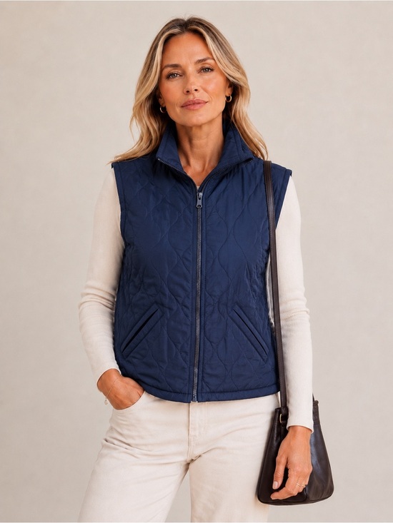 Old Navy Jackets & Blazers - Old Navy Dark Blue Navy Quilted Vest Equestrian Quiet Luxury Coast Lake XS